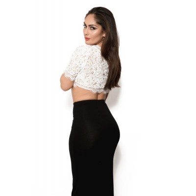 Blanche dentelle au crochet crop top 'Lorraine'